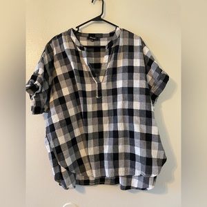 Madewell Lakeline Popover Shirttail Top in Textural Gingham Check XXL